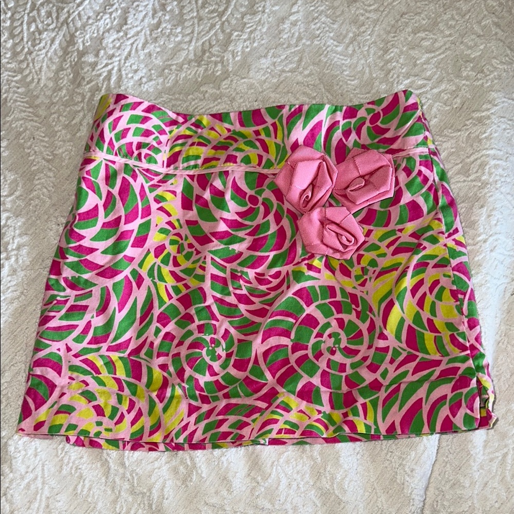 Lilly Pulitzer Pink Green Embellished Pencil Mini Skirt